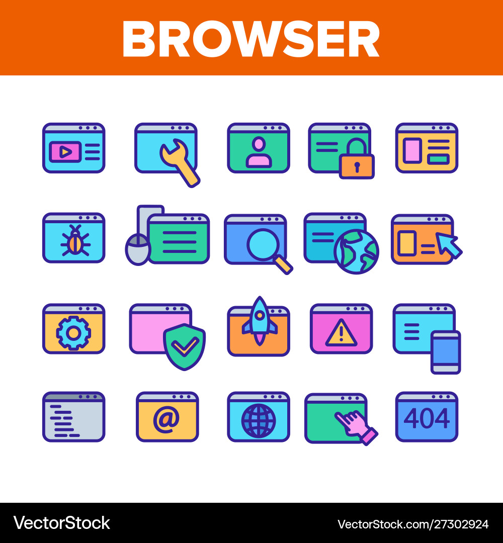 Browser internet web site pages icons set Browser internet web site pages icons set vector image