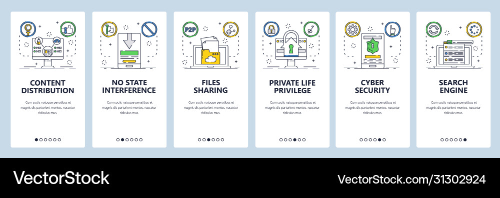 Cyber security website and mobile app onboarding Cyber security website and mobile app onboarding vector image