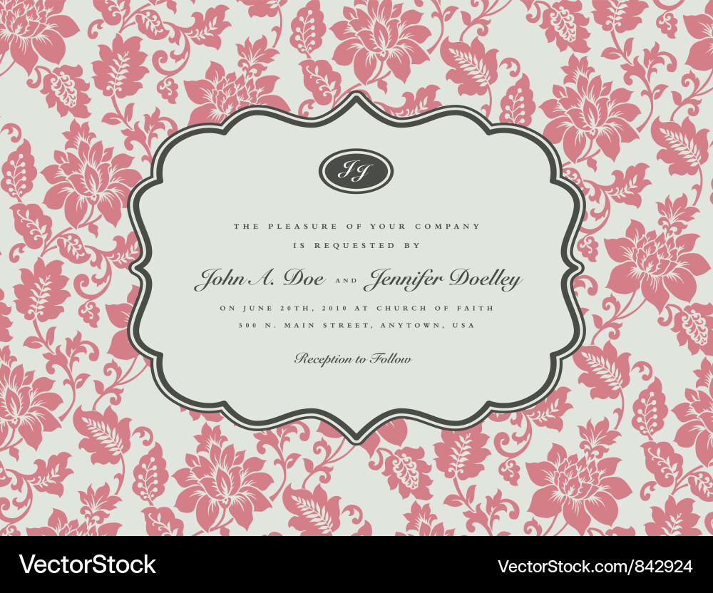 Damask Wedding Invitation vector image