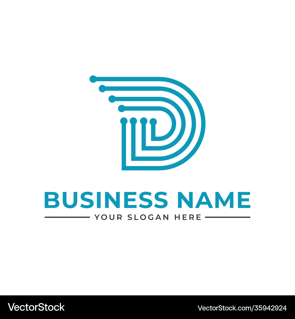 Data D Letter Technology Logo Royalty Free Vector Image