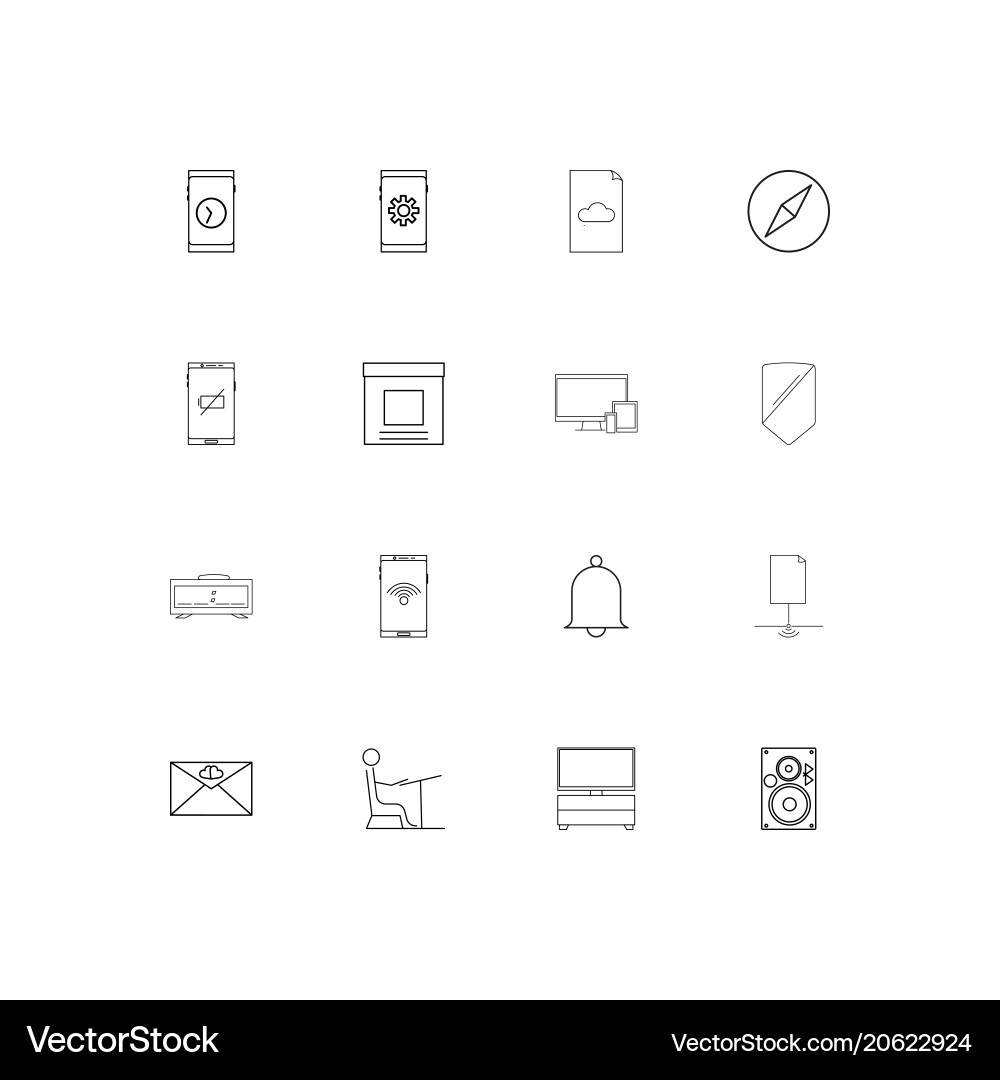 Devices simple linear icons set outlined vector image