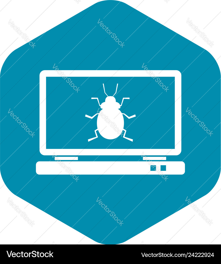 Laptop icon with a bug simple style Laptop icon with a bug simple style vector image