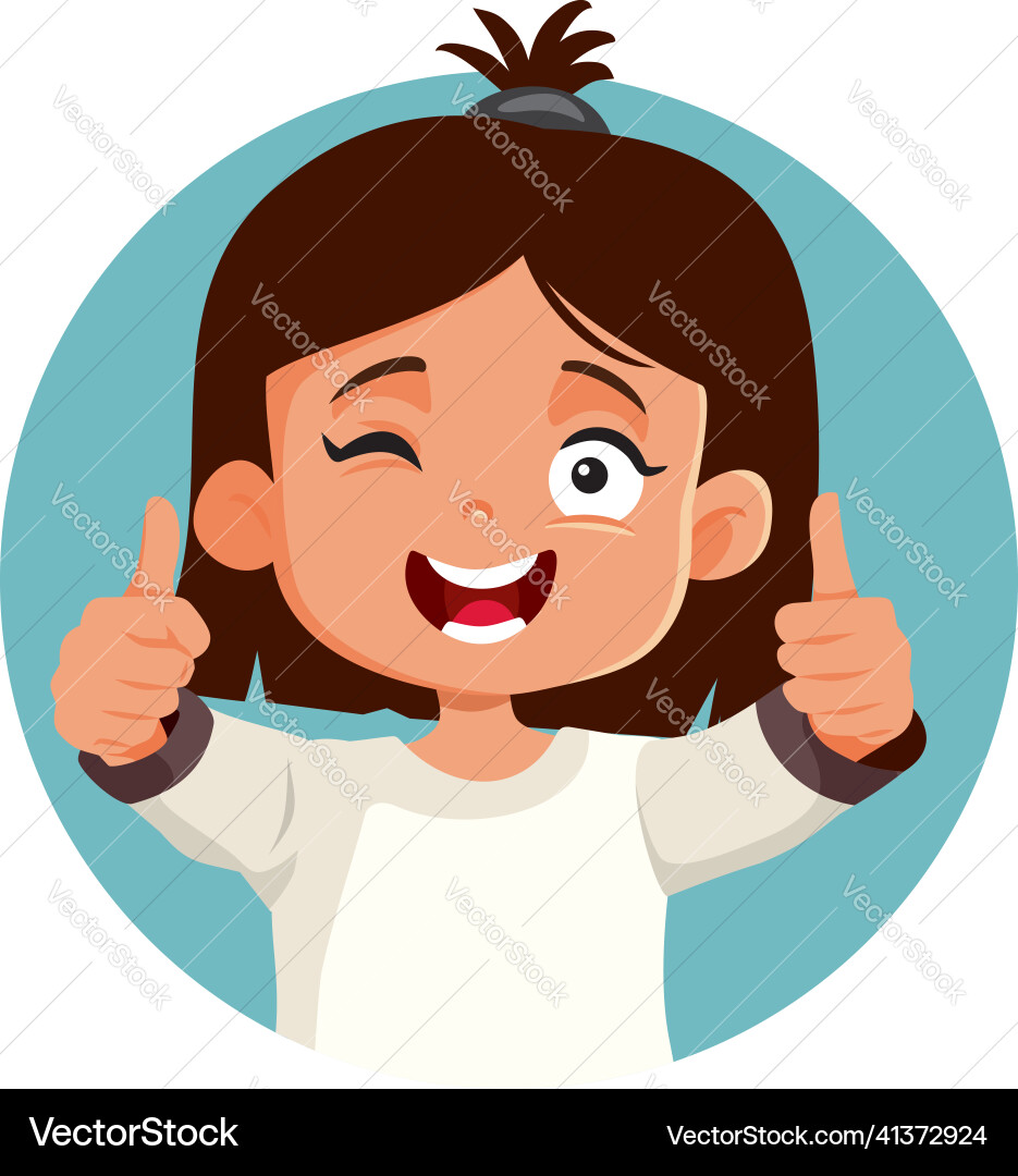 Little girl making thumbs up gesture Little girl making thumbs up gesture vector image
