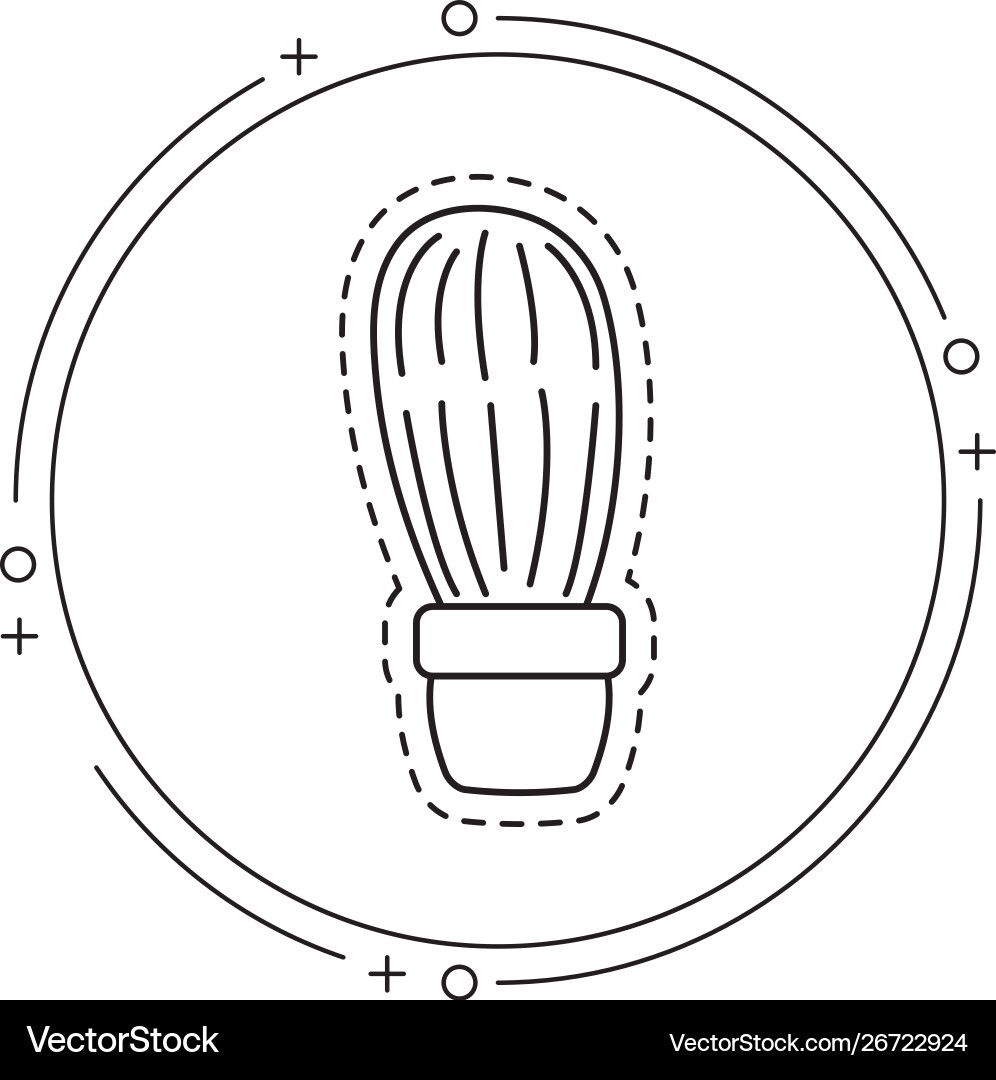Patch cactus in pot plant with frame circular vector image