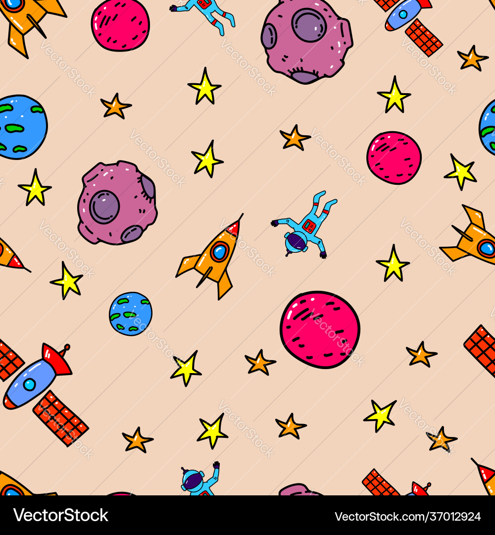 Seamless pattern with space design elements Vector Image