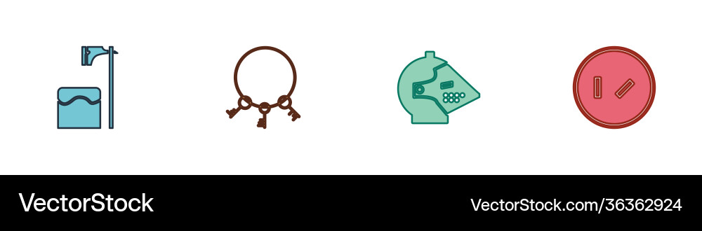 Set executioner axe in tree block old keys Set executioner axe in tree block old keys Vector Image