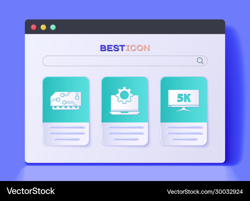 Set laptop and gear ram random access memory Set laptop and gear ram random access memory vector image