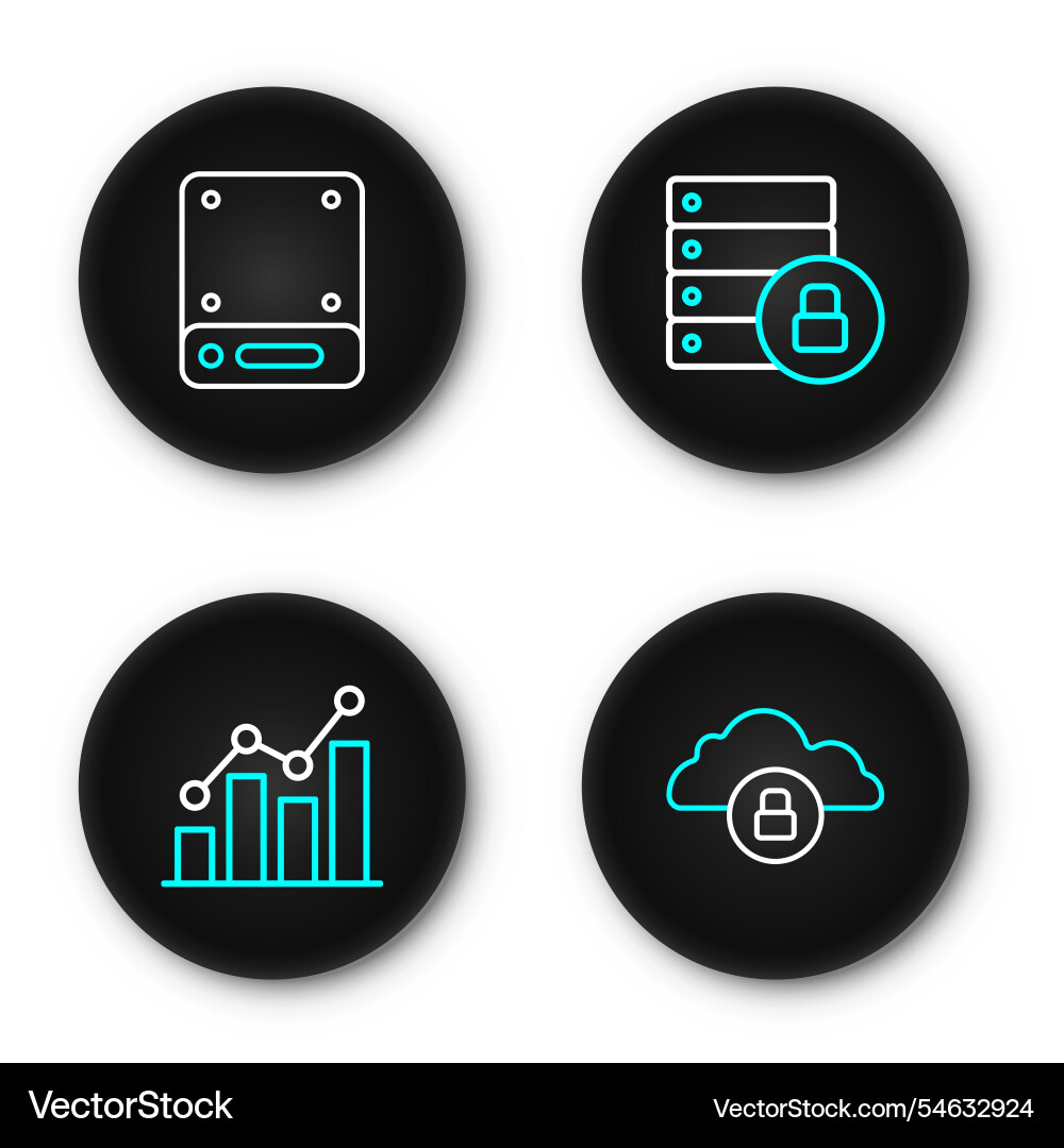 Set line cloud computing lock pie chart Vector Image