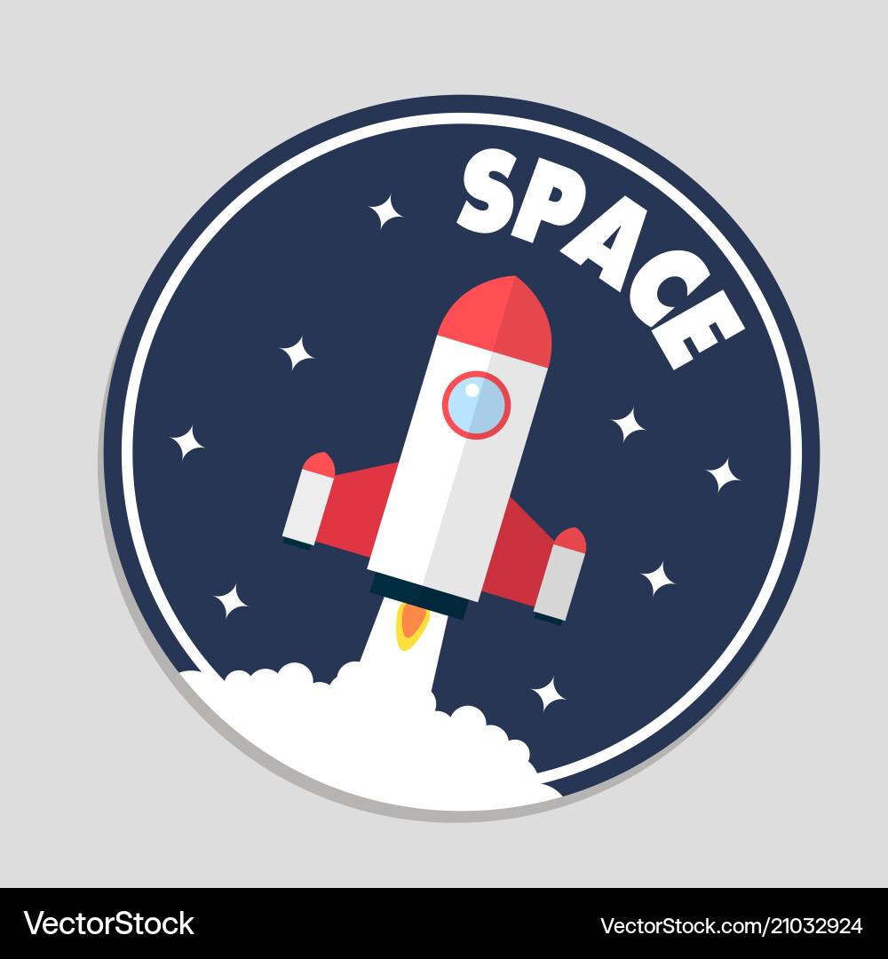 Space rocket launch circle frame background Vector Image