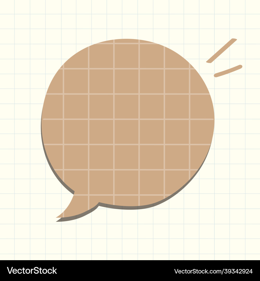 Speech bubble in grid brown paper pattern style Vector Image