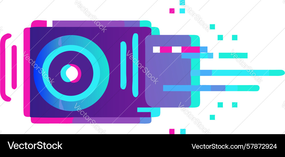 Tech optics data streaming from camera lens Vector Image