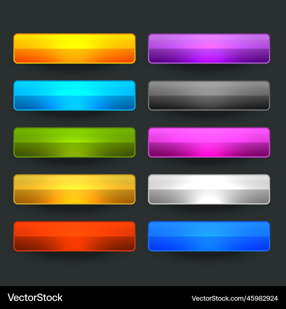 Ten glossy shiny wide empty buttons design Vector Image