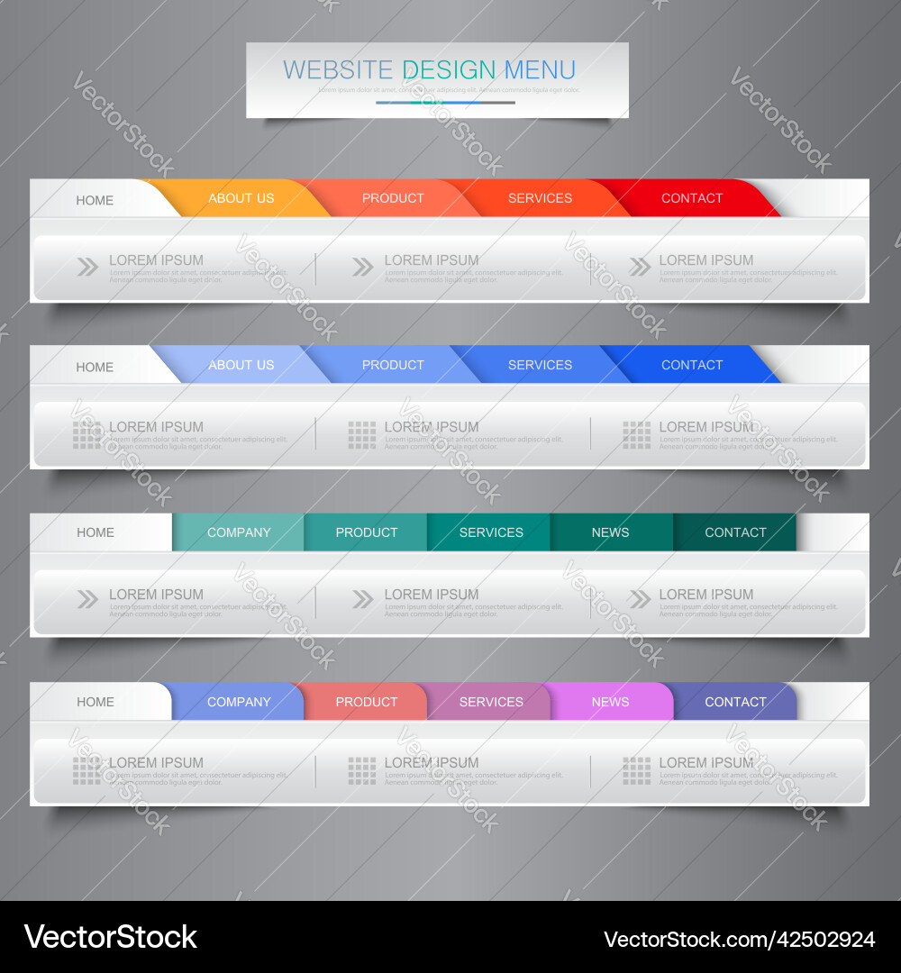Web site design menu navigation elements Web site design menu navigation elements vector image