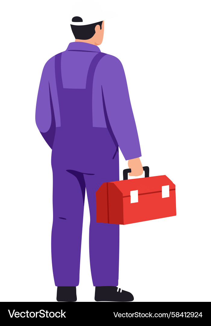 Worker with Red Toolbox Vector Image