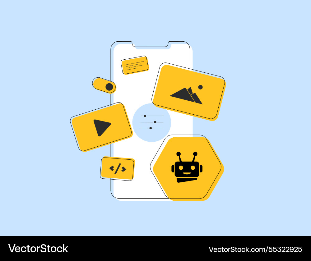 Ai-powered website development automating homepage Ai-powered website development automating homepage vector image