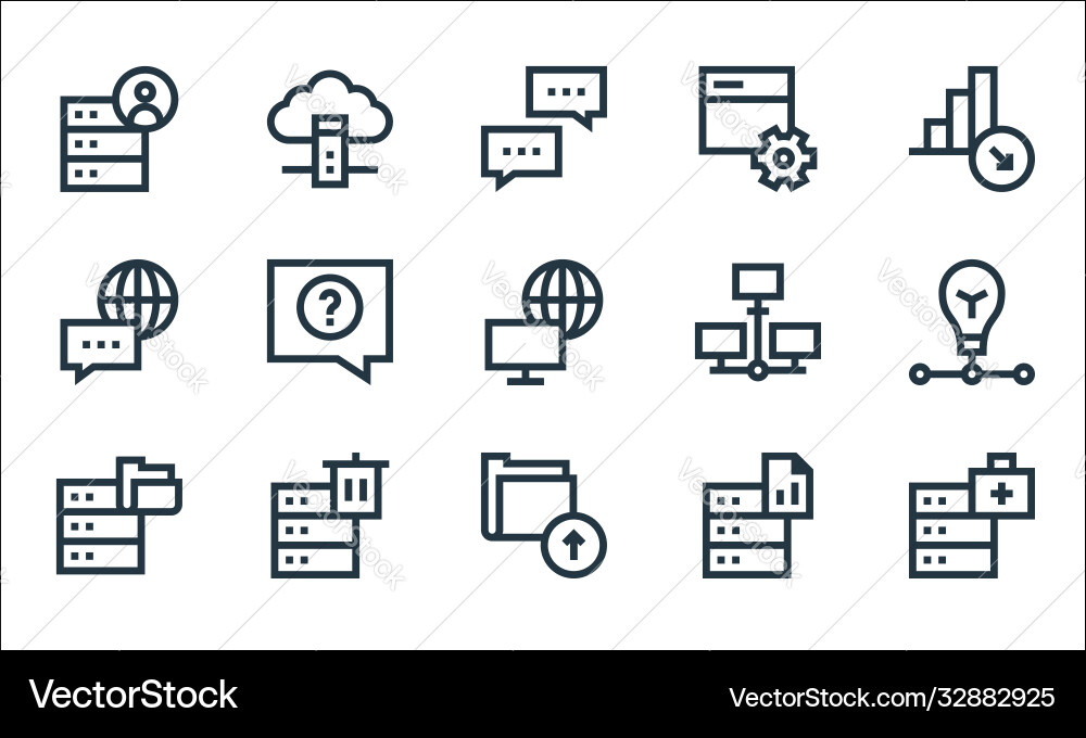 Big data line icons linear set quality Big data line icons linear set quality Vector Image