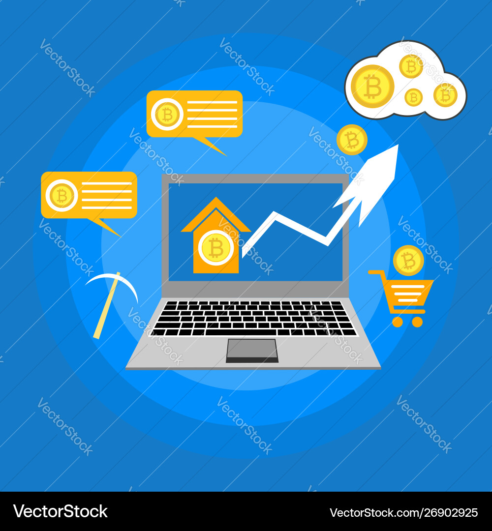 Blockchain scheme mining crypto currency server Blockchain scheme mining crypto currency server vector image