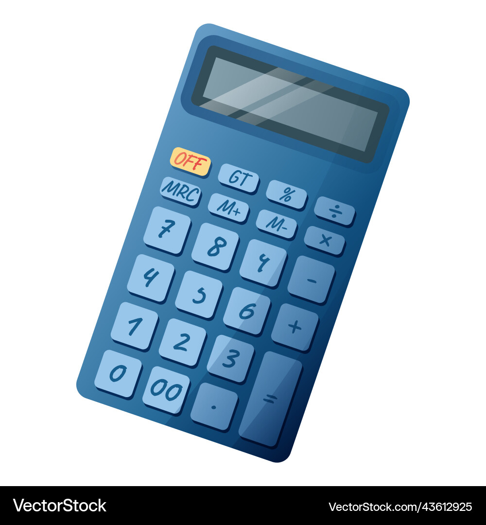 Blue calculator against white background school Blue calculator against white background school vector image