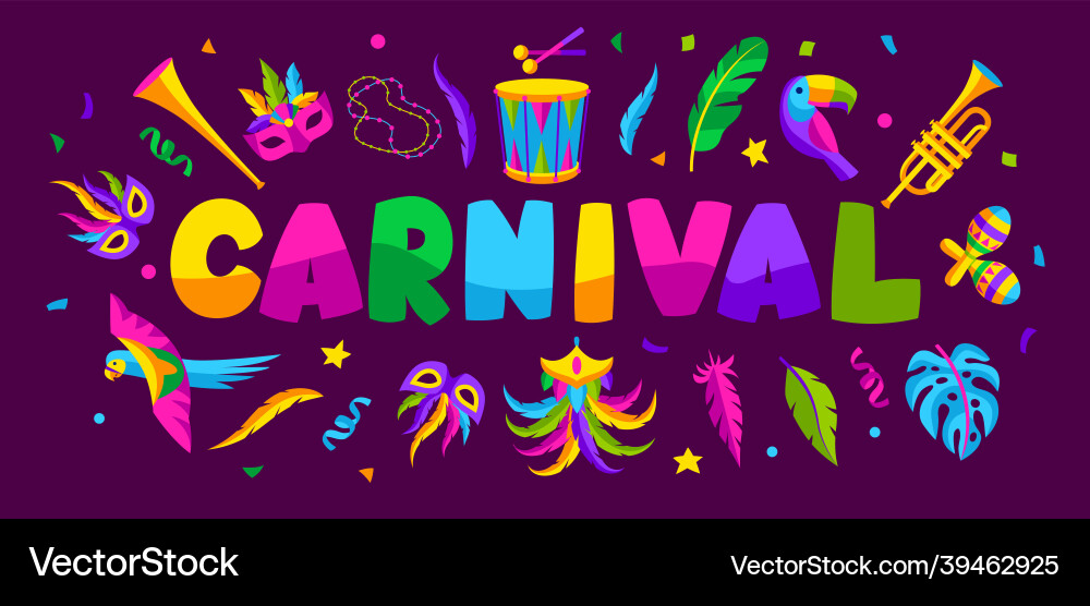 Carnival party background with celebration icons Carnival party background with celebration icons vector image