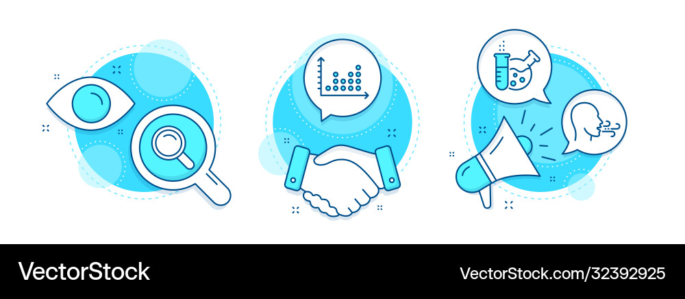 Chemistry lab search and dot plot icons set Chemistry lab search and dot plot icons set Vector Image