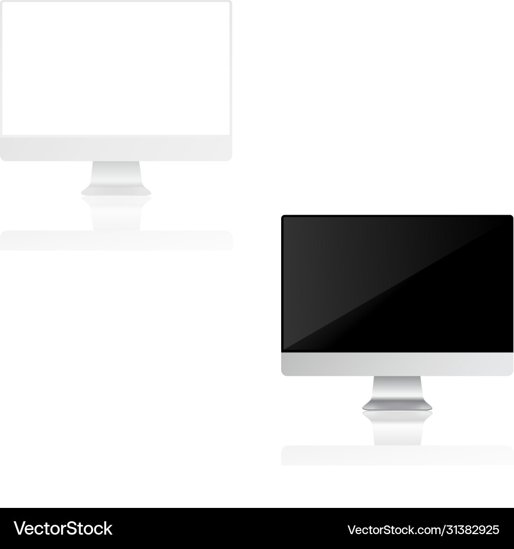Computer monitor with white screen mock up Vector Image