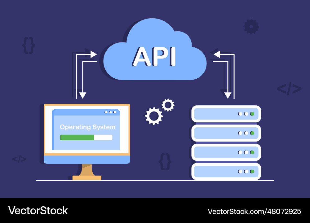 Computer with api concept Computer with api concept vector image