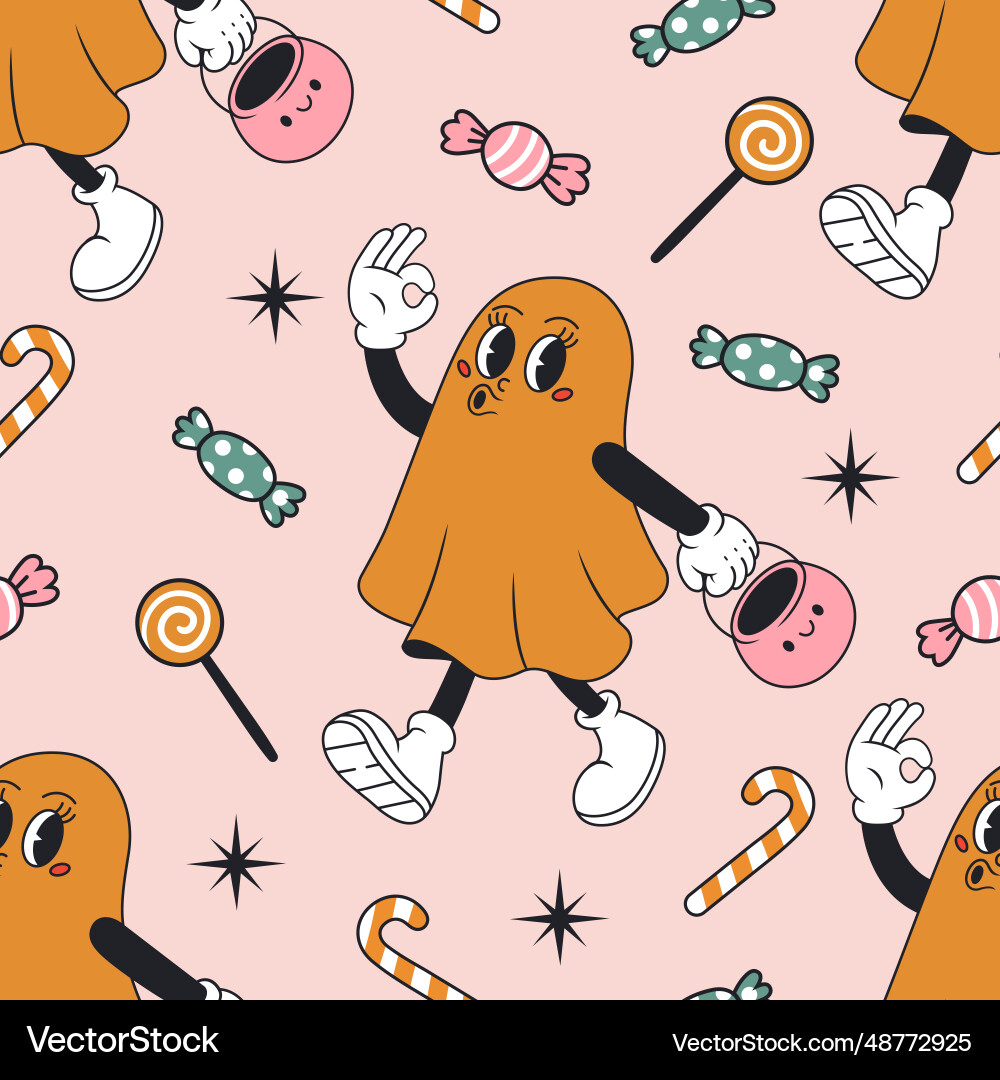 Groovy seamless pattern with ghost Groovy seamless pattern with ghost vector image