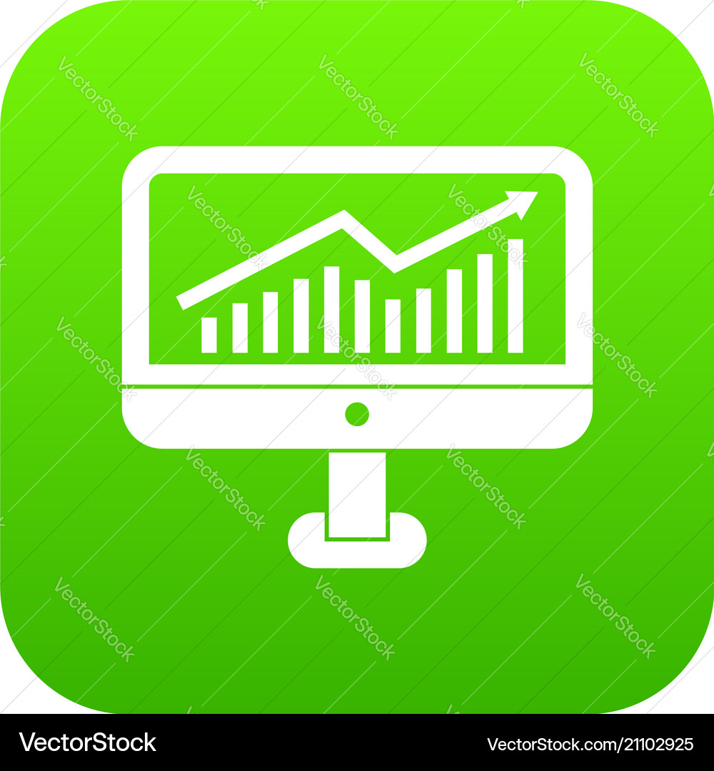 Growth graph on the computer monitor icon digital Growth graph on the computer monitor icon digital vector image