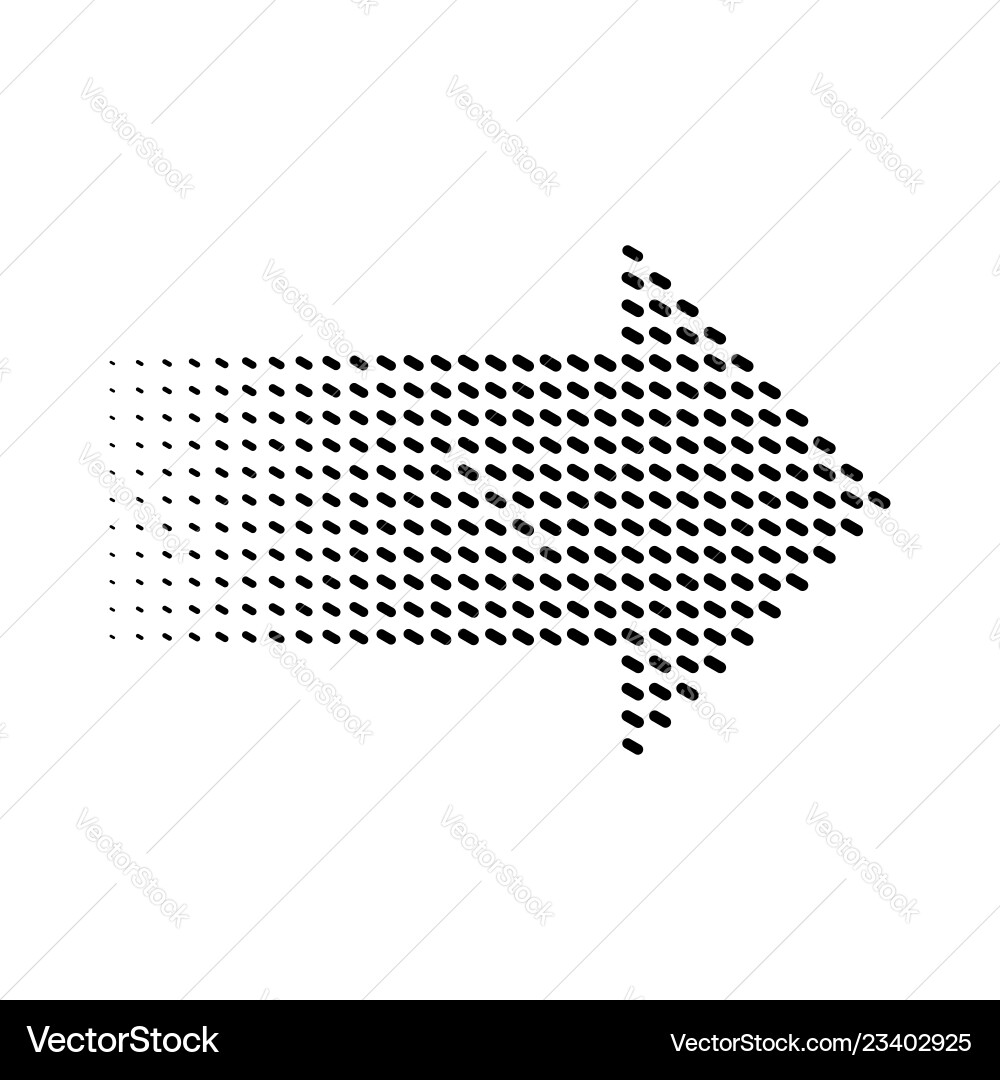 Halftone gradient dots arrow graphic element vector image