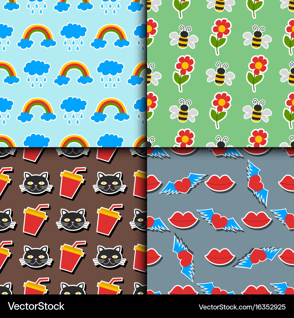 Hipster patches elements seamless pattern hand Vector Image