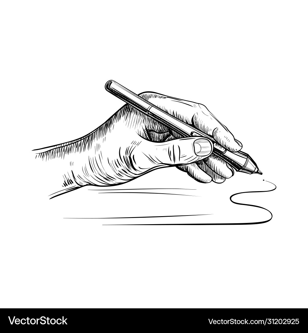 Linke Hand hält Stylus für Zeichnung Linke Hand hält Stylus für Zeichnung vektorbild