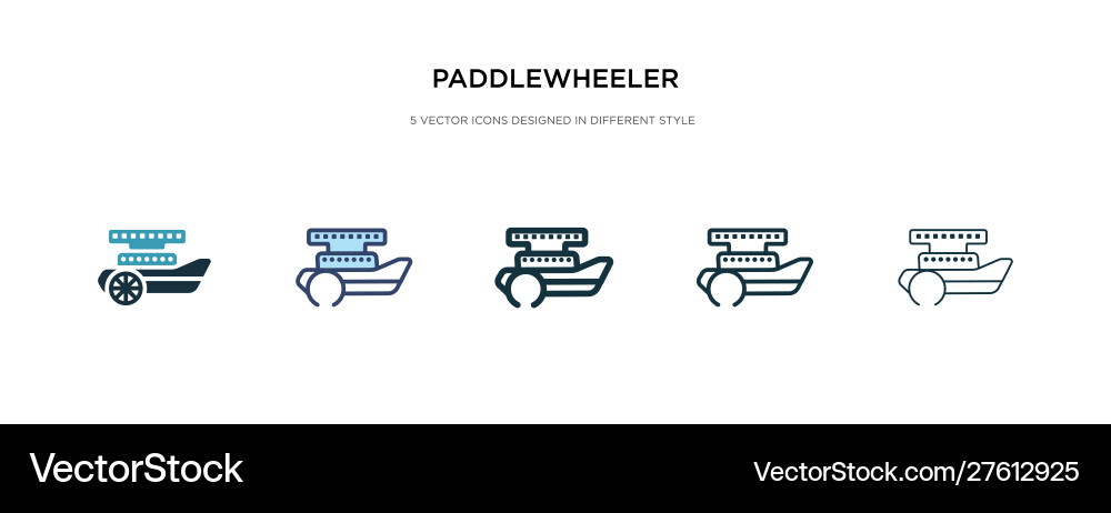 Paddlewheeler icon in different style two vector image