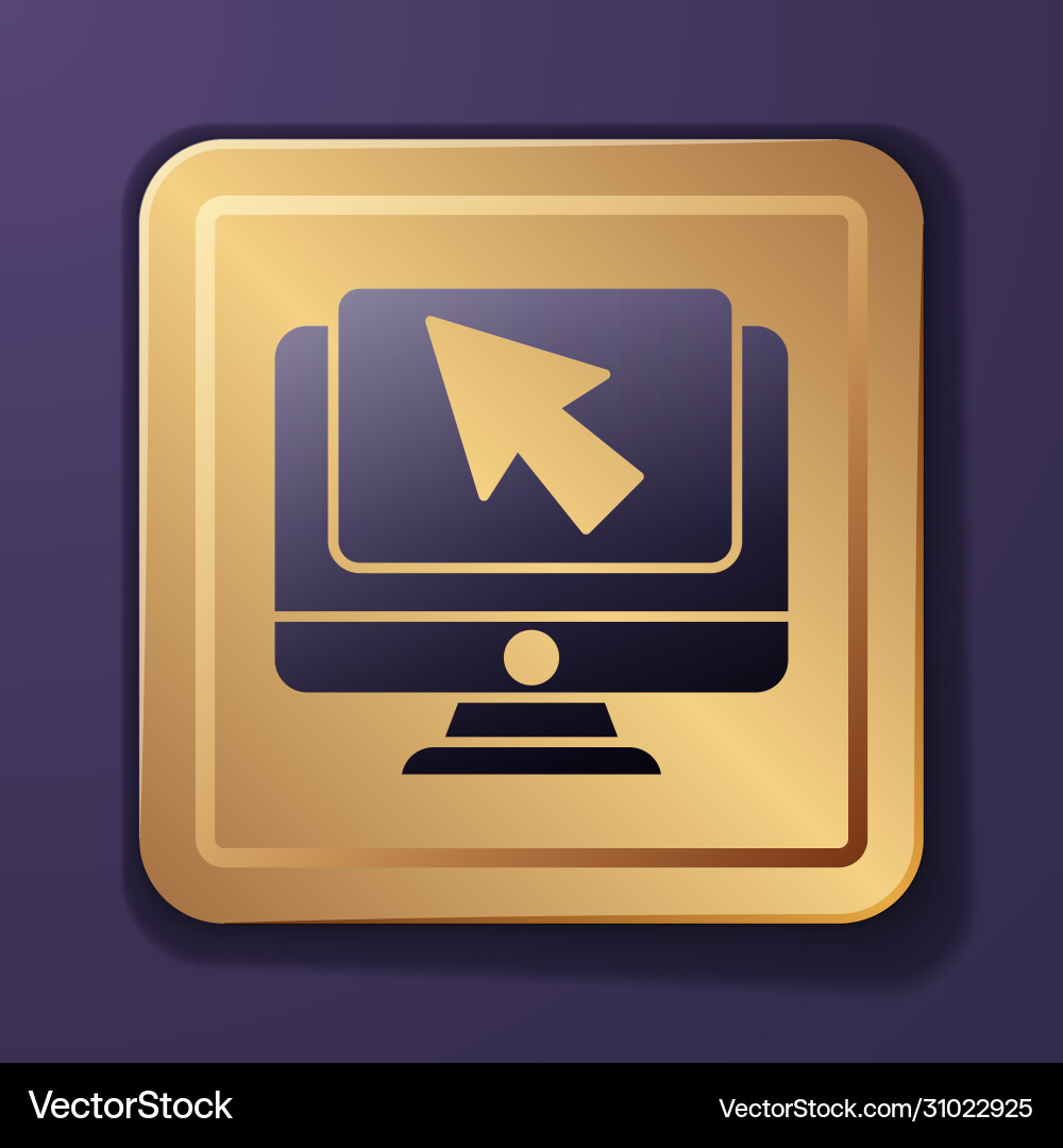 Purple computer monitor and cursor icon isolated Purple computer monitor and cursor icon isolated vector image