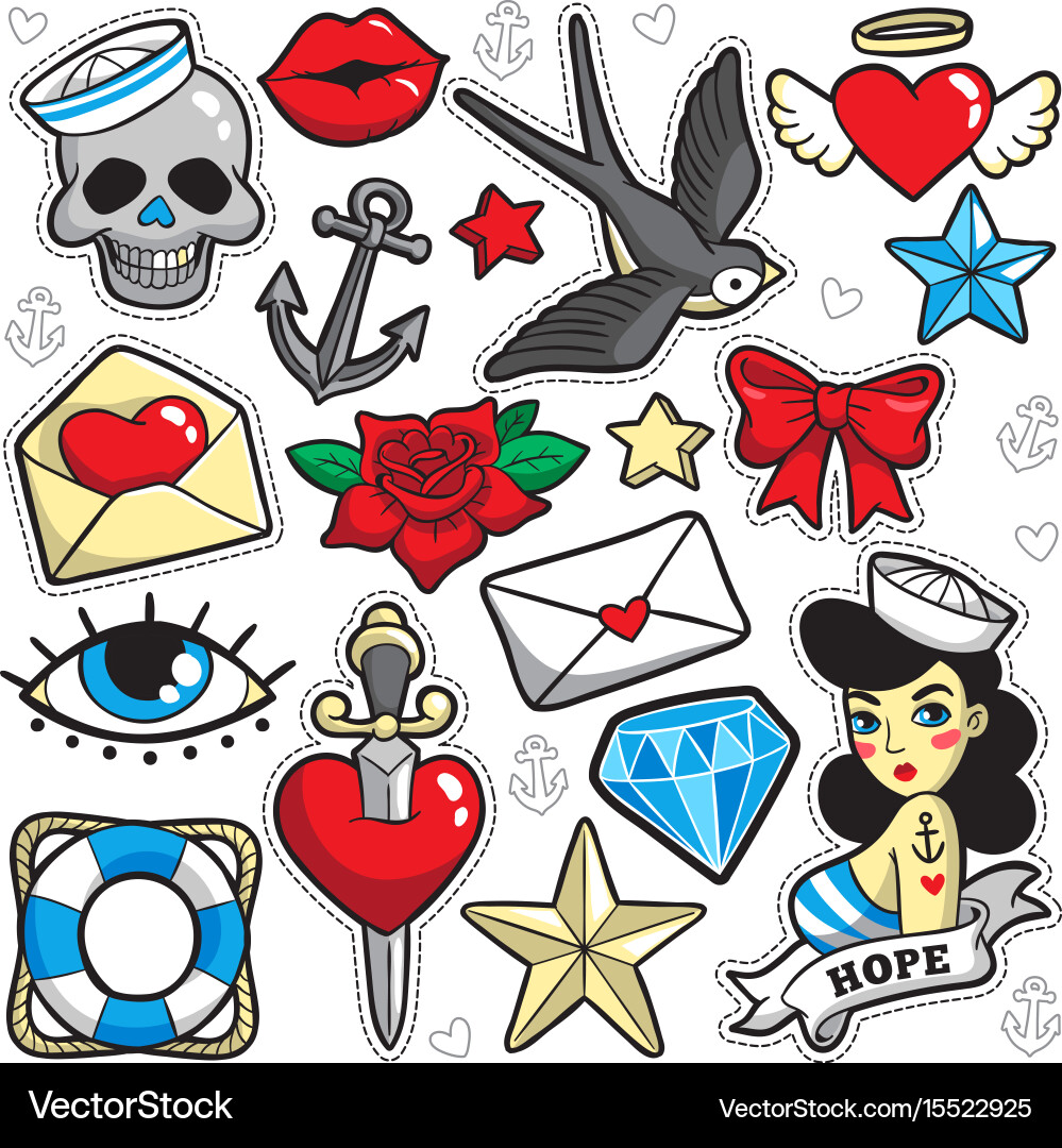Retro Patch Badge Set vector image