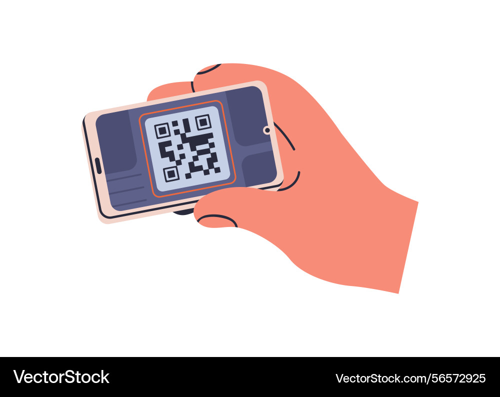 Scanning qr-code with mobile scanner app holding Scanning qr-code with mobile scanner app holding vector image