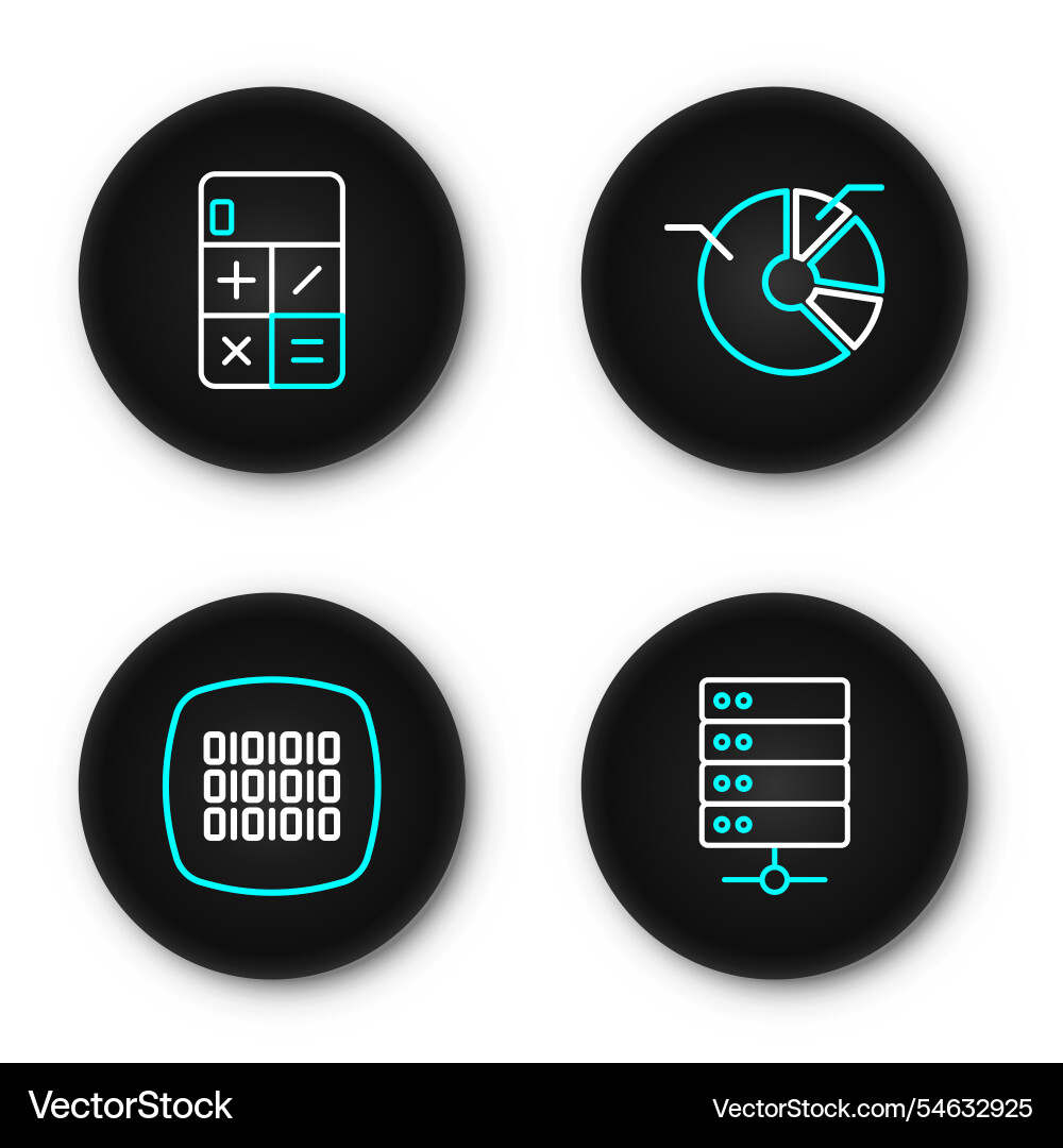 Set line server binary code pie chart infographic Set line server binary code pie chart infographic vector image