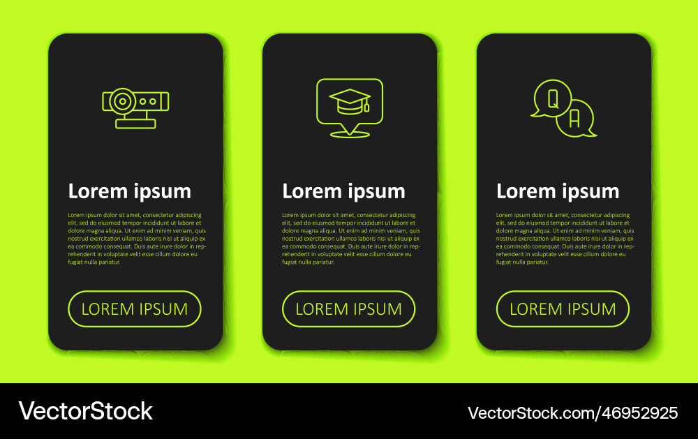 Set line web camera graduation cap in speech Vector Image