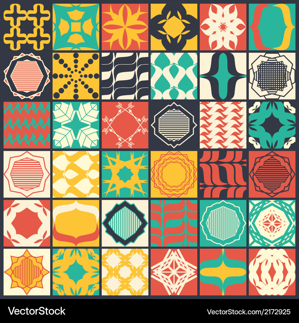 Set of 36 seamless patterns vector image