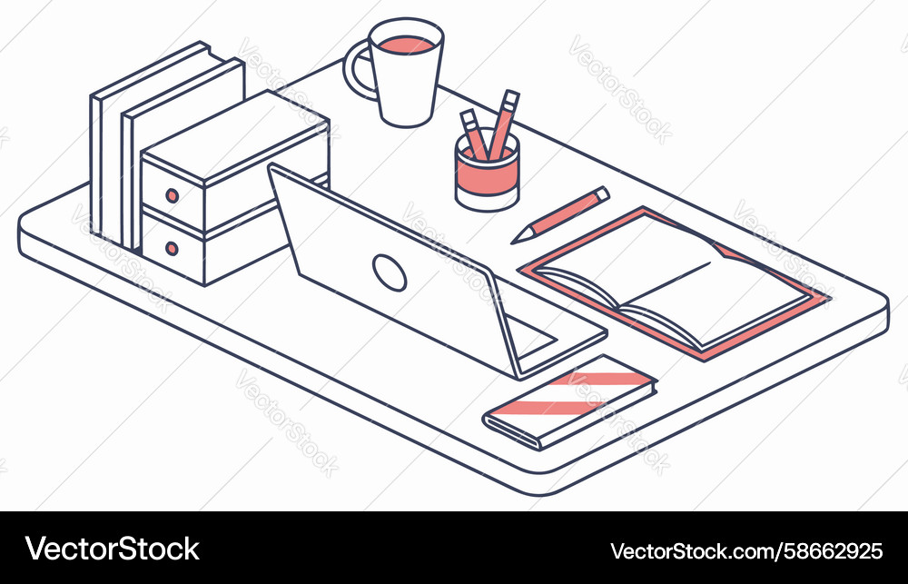 Simple desktop setup with laptop and external Vector Image