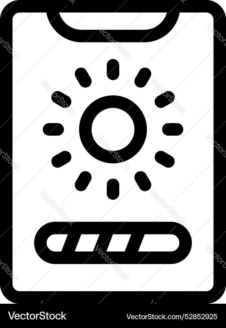 Smartphone showing sun icon and loading bar Smartphone showing sun icon and loading bar vector image
