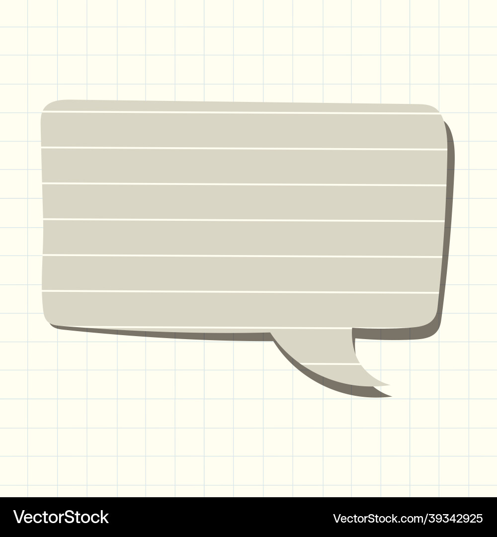 Speech bubble in gray lined paper pattern style Vector Image