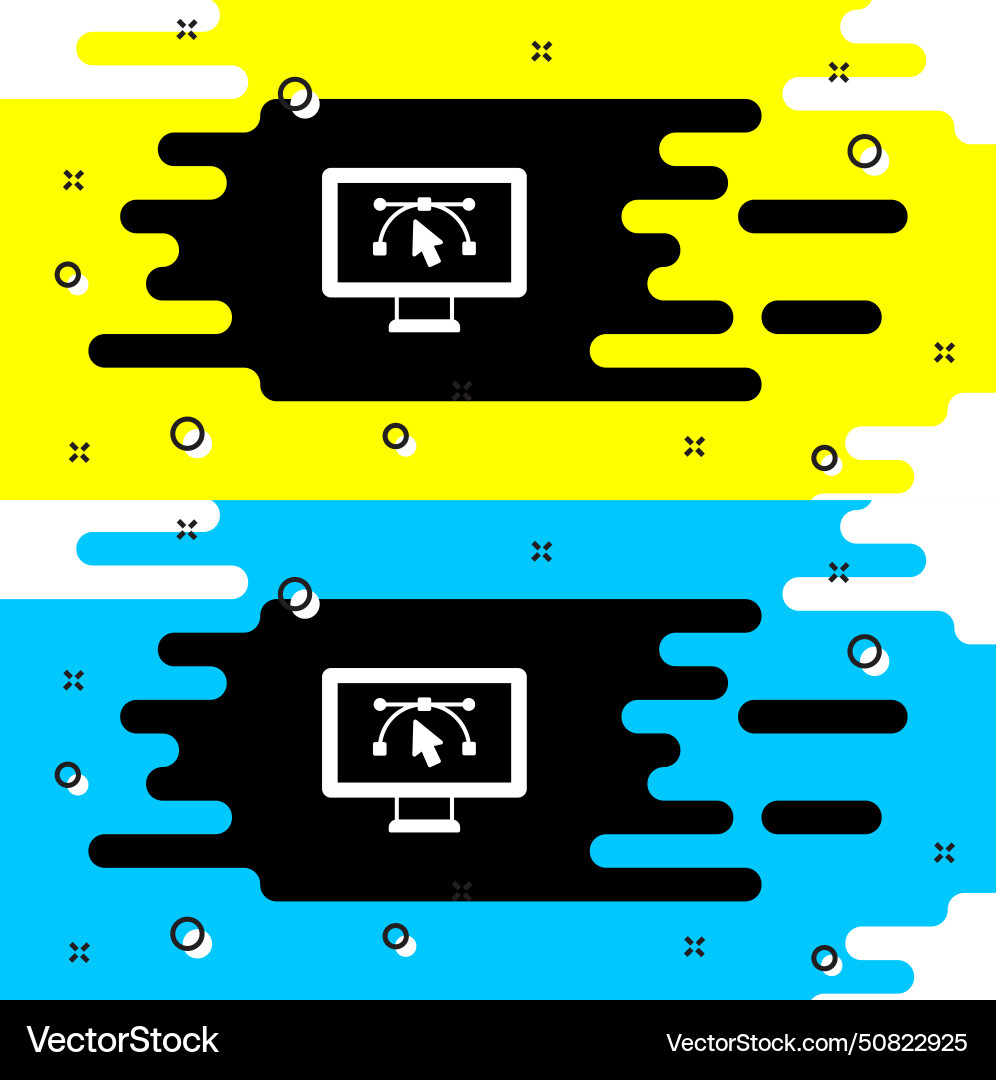 Weiße Computer-Display mit Design-Programm-Symbol Weiße Computer-Display mit Design-Programm-Symbol vektorbild