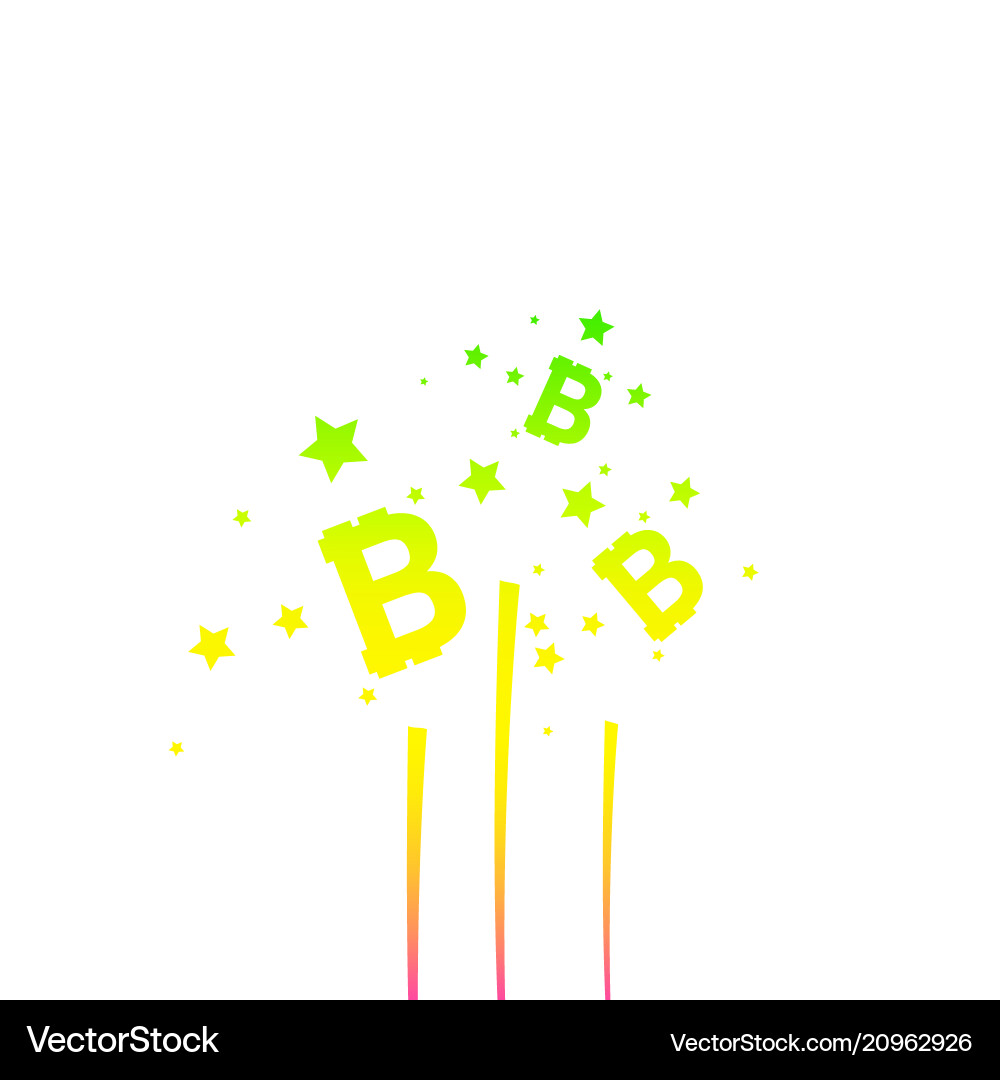 Bitcoin coin with fast speed firework abstract vector image
