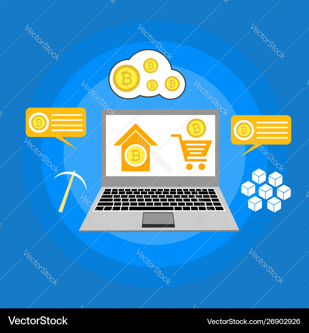Blockchain scheme mining crypto currency server Blockchain scheme mining crypto currency server Vector Image