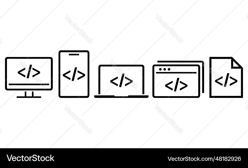 Browser computer laptop app program code vector image