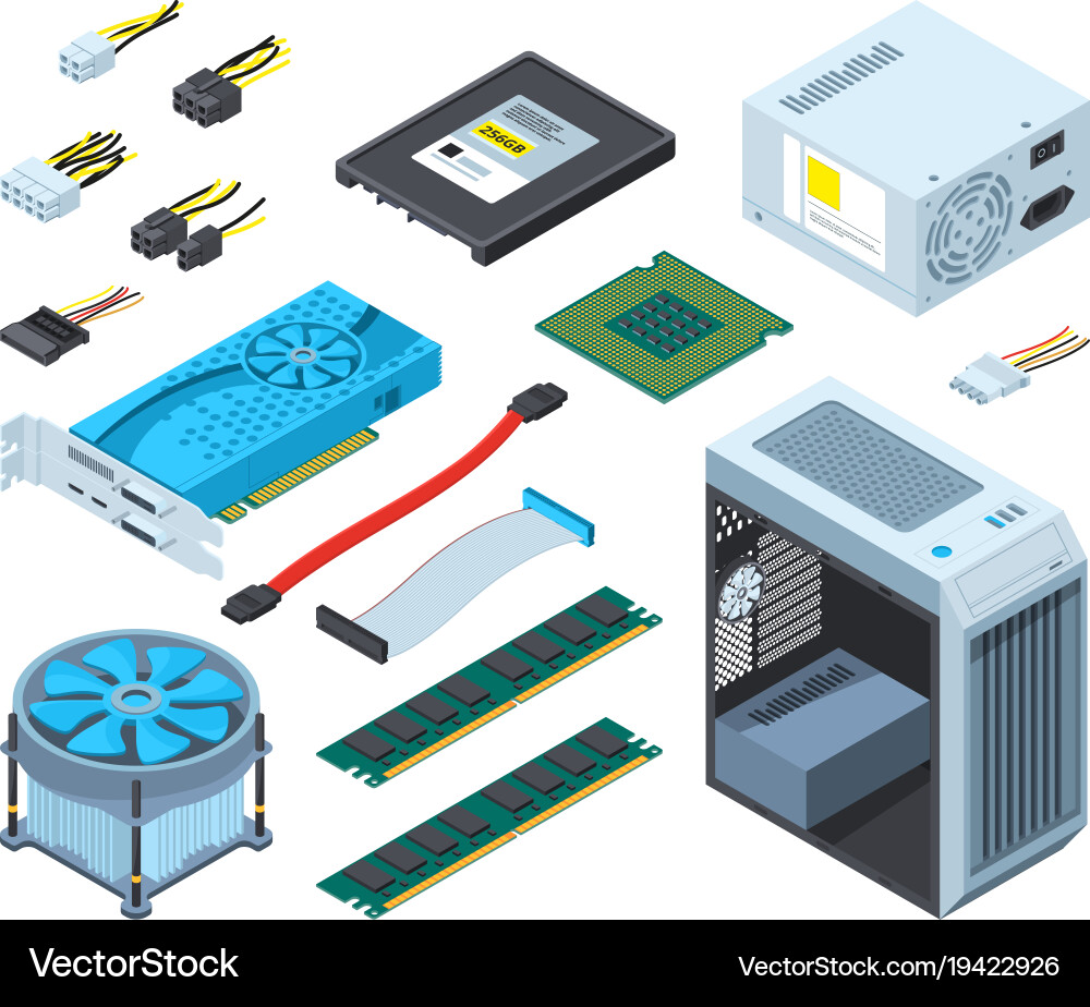 Computer Hardware Components Vector Image