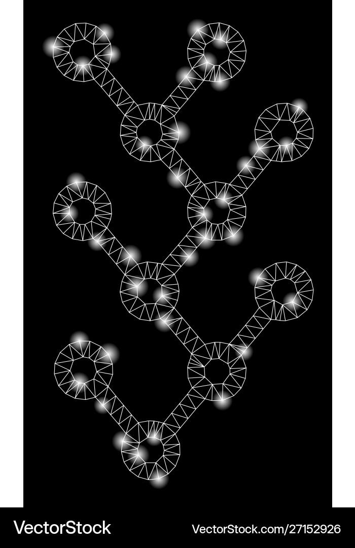 Flare mesh network binary tree with light spots Vector Image