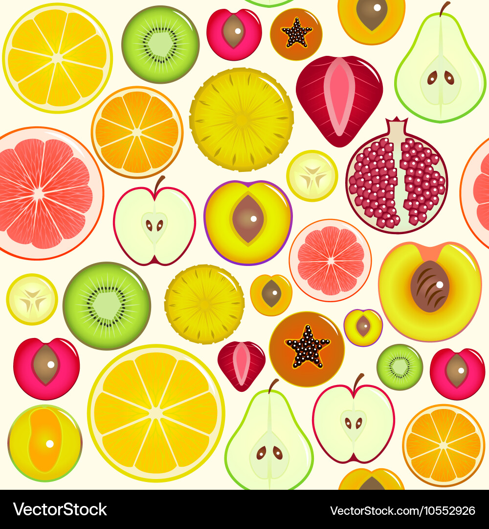 Fruit slices background pattern vector image