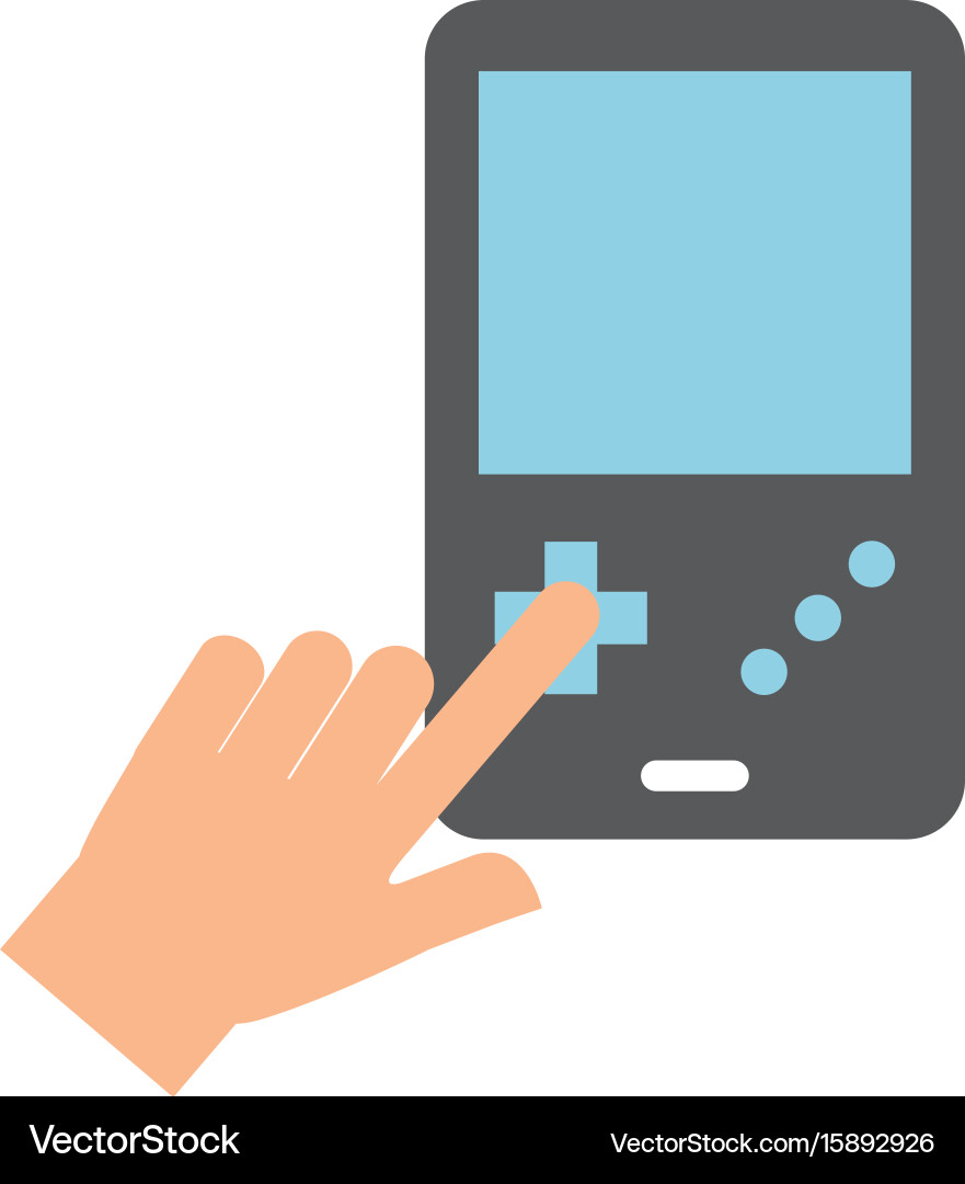 Hands user with portable video game console vector image