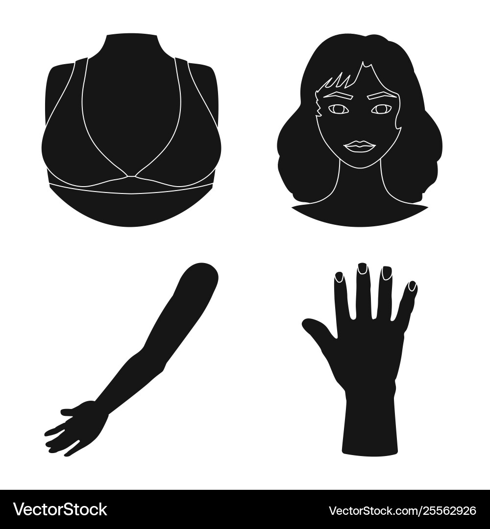 Isolated object body and part sign set vector image